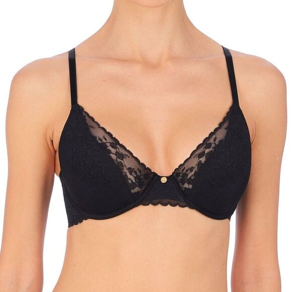 Natori 34B Black Cherry Blossom Bra 721191 Convertible Underwire Lace - Picture 1 of 7